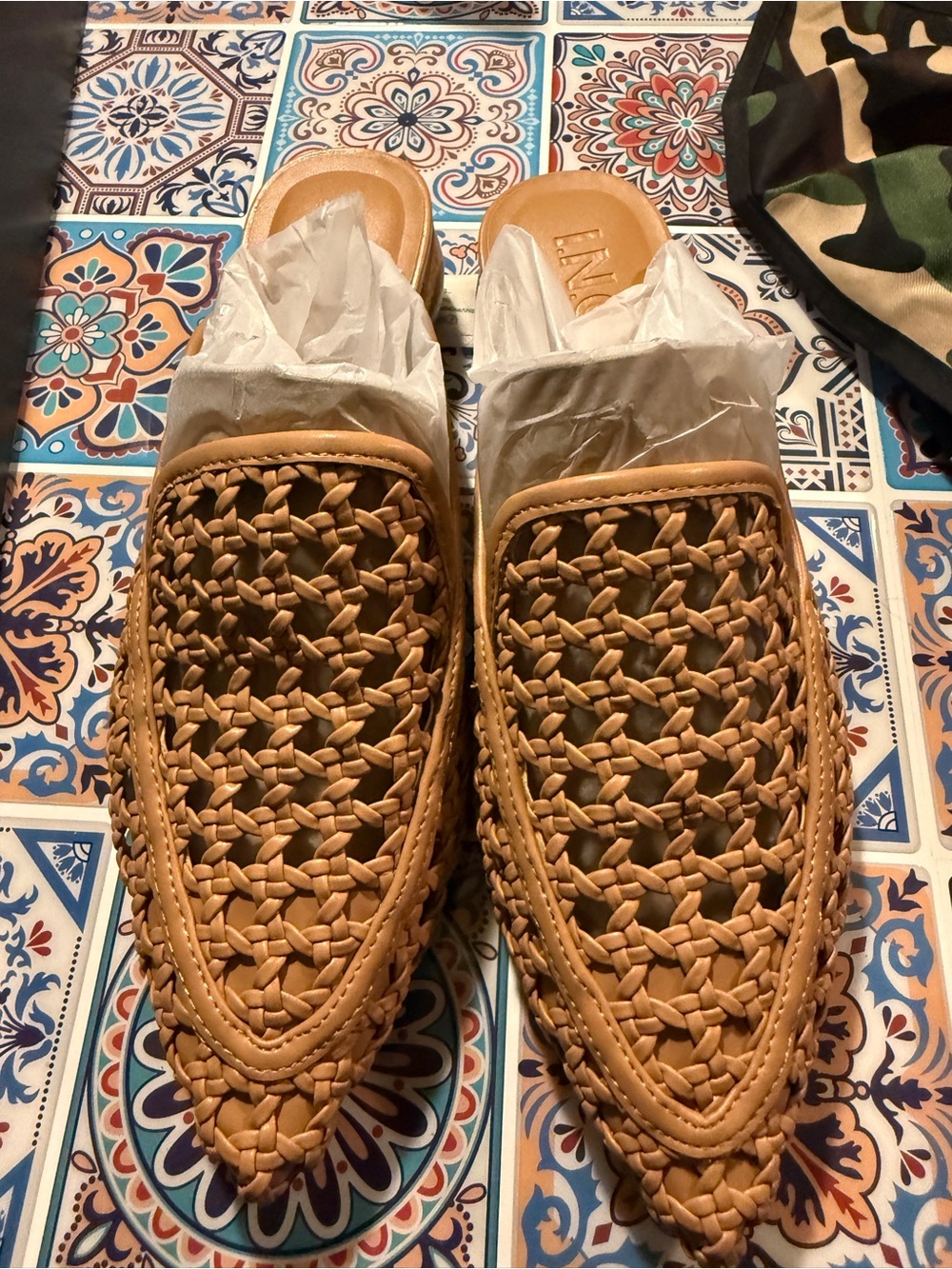 INC International Concepts Woven Tan Slip-On Loafers
